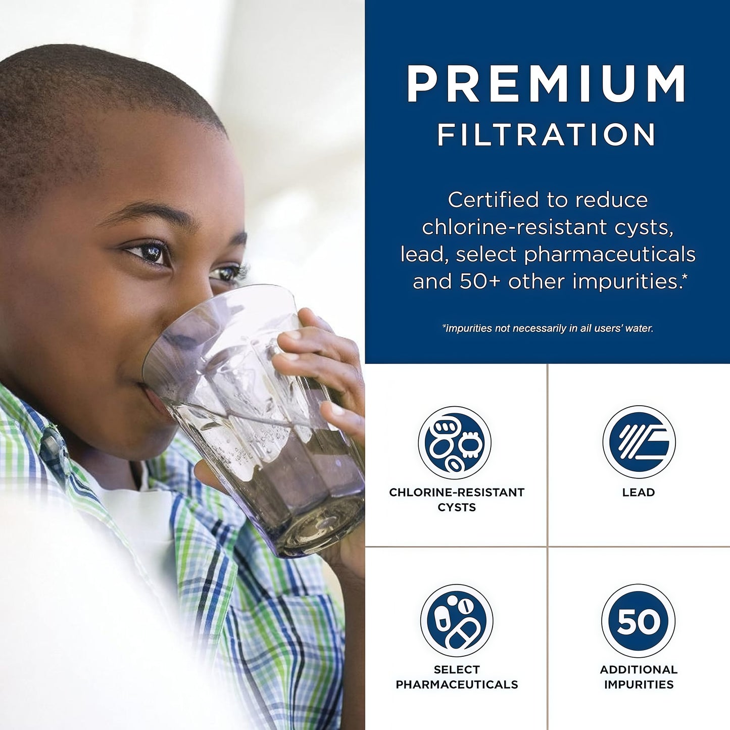 GE® RPWFE™ Refrigerator Water Filter, Genuine Replacement Filter, Certified to Reduce Lead, Microplastics, PFOA/PFOS, and 50+ Other Impurities, Compatible with GE Appliances Brands, Pack of 1