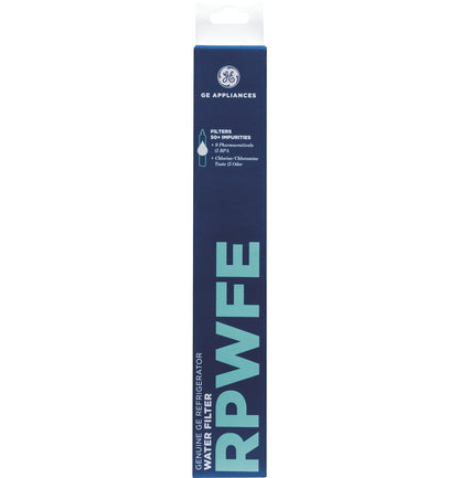 GE® RPWFE™ Refrigerator Water Filter, Genuine Replacement Filter, Certified to Reduce Lead, Microplastics, PFOA/PFOS, and 50+ Other Impurities, Compatible with GE Appliances Brands, Pack of 1