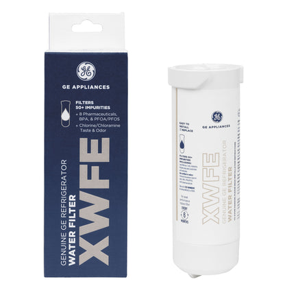 GE® XWFE™ Refrigerator Water Filter, Genuine Replacement Filter, Certified to Reduce Lead, Microplastics, PFOA/PFOS, and 50+ Other Impurities, Compatible with GE Appliances Brands, Pack of 1